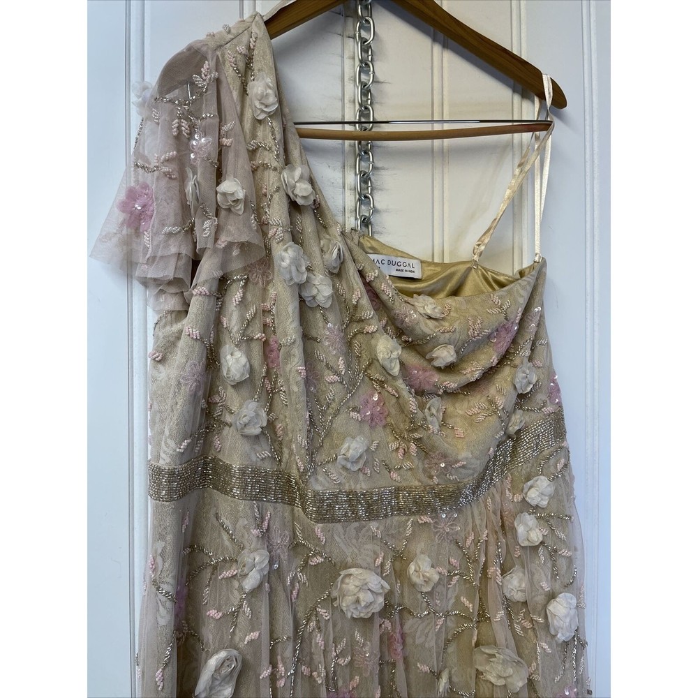 Mac Duggal Women's Floral Embellished One Shoulder A Line Gown Size 18 $998 - Picture 8 of 14